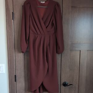 Gilli Deep Burgundy Long Sleeve Dress